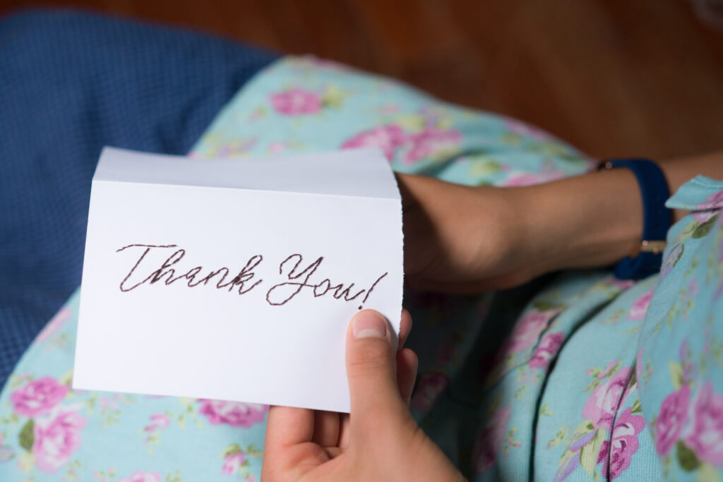 embroidered thank you card