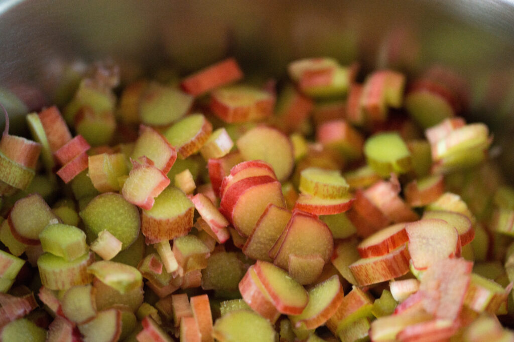 chopped rhubarb for rhubarb preserves